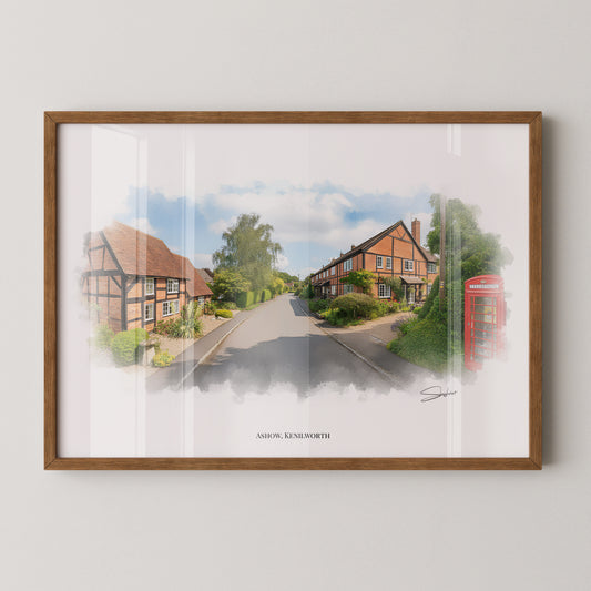 Kenilworth, Warwickshire Local Landmark Print - Ashow Village by Simon Lambert. Framed or Unframed Print Various Sizes