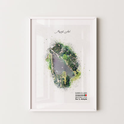 Personalised Golf Art Print, Custom Aerial Golf Course Map Layout - ANY HOLE Worldwide, Bespoke Text, Hole in One Gift Keepsake, Men Women, Father's Day, Birthday, Retirement