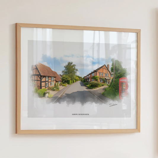 Kenilworth, Warwickshire Local Landmark Print - Ashow Village by Simon Lambert. Framed or Unframed Print Various Sizes
