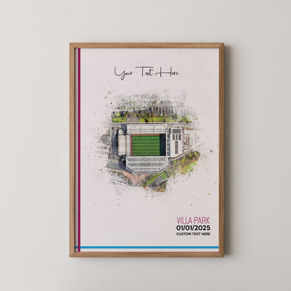 Bespoke Stadium Design Football Stadium Poster Artwork, Personalised Watercolour Art Print, Custom Aerial Layout - Framing options available ANY STADIUM Worldwide.