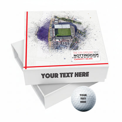 Personalised Branded 9 Golf Ball Set in Football Stadium Customised Box - Soccer Themed Golfer's Gift, Father's Day, Retirement, Birthday