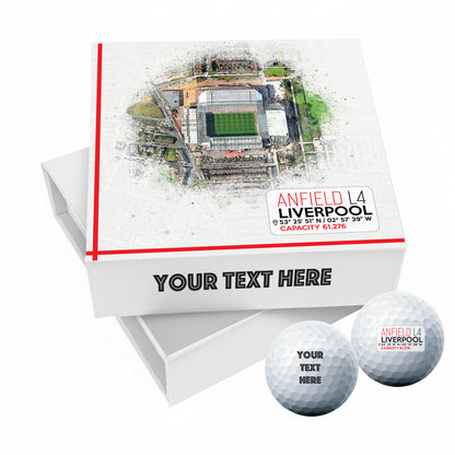 Personalised Branded 9 Golf Ball Set in Football Stadium Customised Box - Soccer Themed Golfer's Gift, Father's Day, Retirement, Birthday