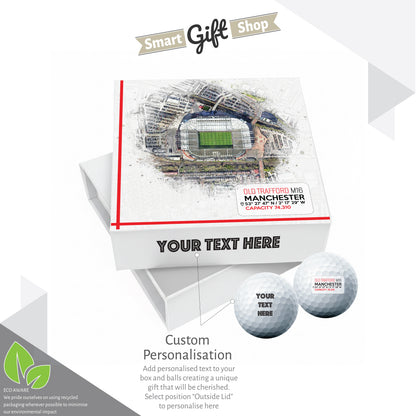 Personalised Branded 9 Golf Ball Set in Football Stadium Customised Box - Soccer Themed Golfer's Gift, Father's Day, Retirement, Birthday