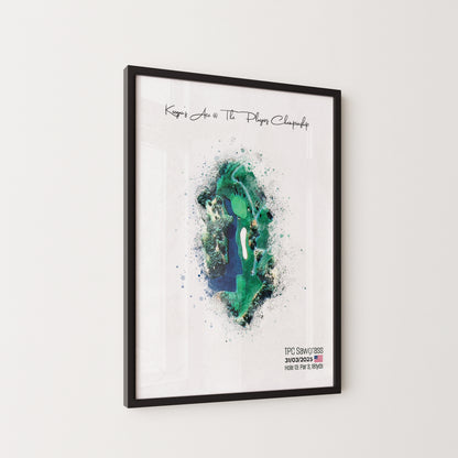 Personalised Golf Art Print, Custom Aerial Golf Course Map Layout - ANY HOLE Worldwide, Bespoke Text, Hole in One Gift Keepsake, Men Women, Father's Day, Birthday, Retirement