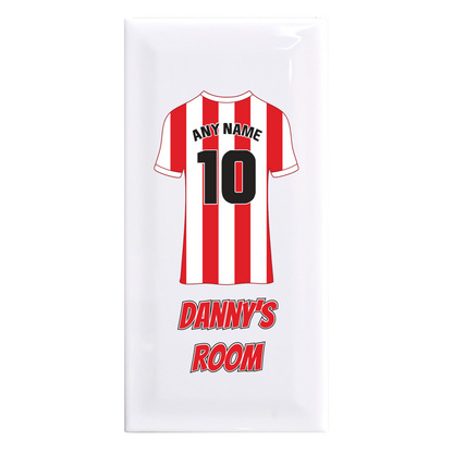 Personalised Premium Ceramic Children's Football Door Plaque - Premier Championship Football Team Shirt Style