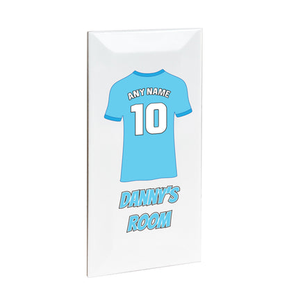 Personalised Premium Ceramic Children's Football Door Plaque - Premier Championship Football Team Shirt Style