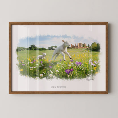 Kenilworth, Warwickshire Local Landmark Print - Spring Kenilworth by Simon Lambert. Framed or Unframed Print Various Sizes