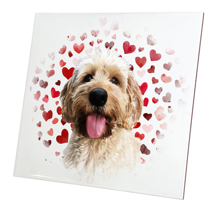 Personalised Pet Portrait Watercolour Style Artwork on Mounted Ceramic Tile