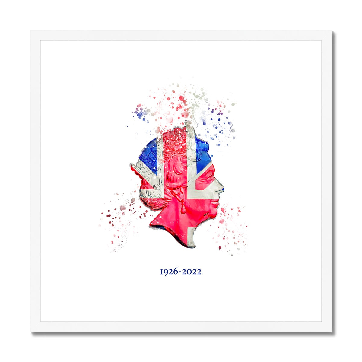 Queen Elizabeth II Commemorative Splatter Artwork Framed & Mounted Print