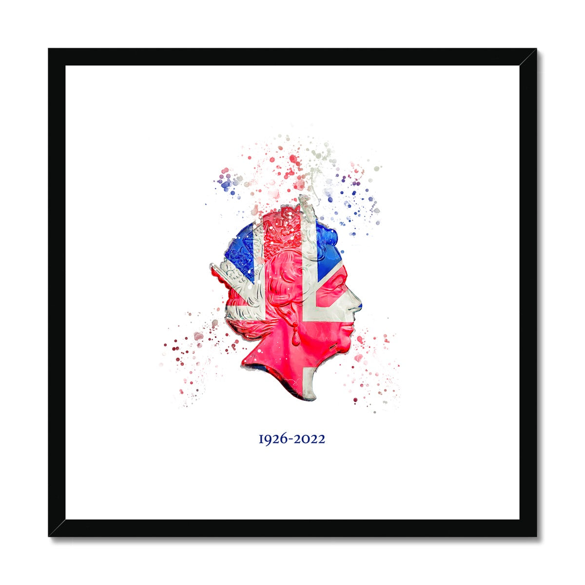 Queen Elizabeth II Commemorative Splatter Artwork Framed & Mounted Print