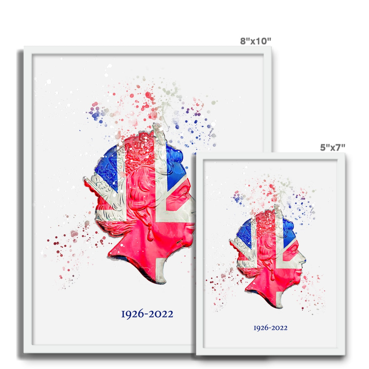 Queen Elizabeth II Commemorative Splatter Artwork Framed Photo Tile
