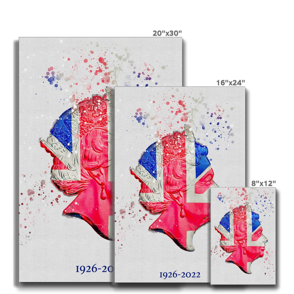Queen Elizabeth II Commemorative Splatter Artwork Eco Canvas