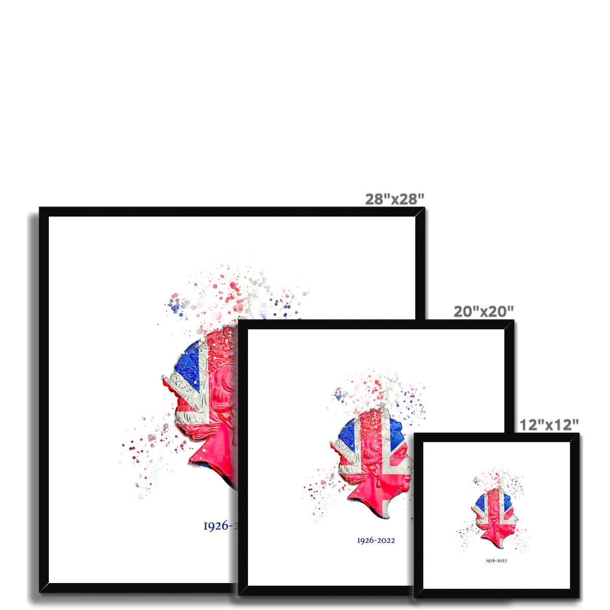 Queen Elizabeth II Commemorative Splatter Artwork Framed & Mounted Print