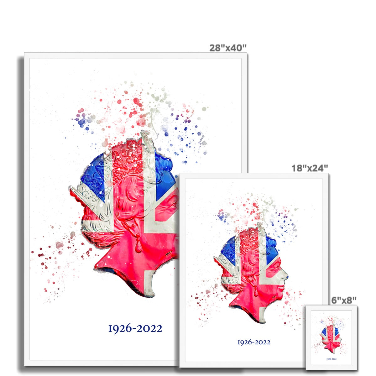 Queen Elizabeth II Commemorative Splatter Artwork Framed Print