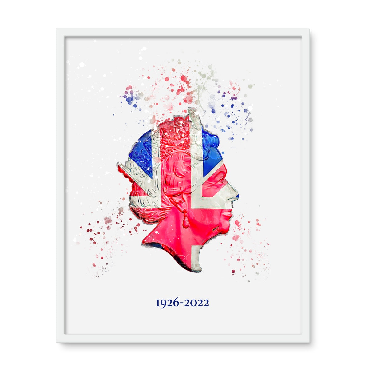 Queen Elizabeth II Commemorative Splatter Artwork Framed Photo Tile
