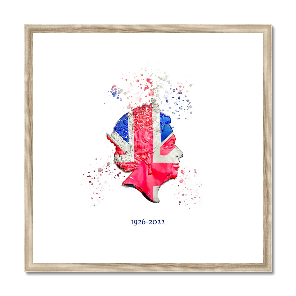 Queen Elizabeth II Commemorative Splatter Artwork Framed & Mounted Print
