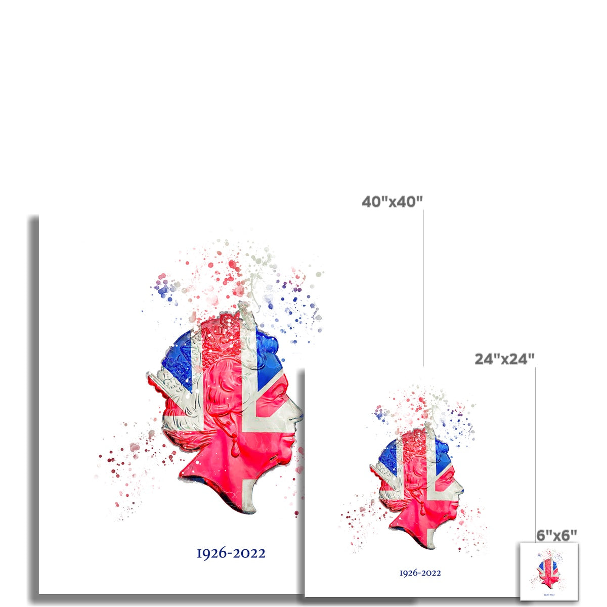 Queen Elizabeth II Commemorative Splatter Artwork Fine Art Print (Unframed)