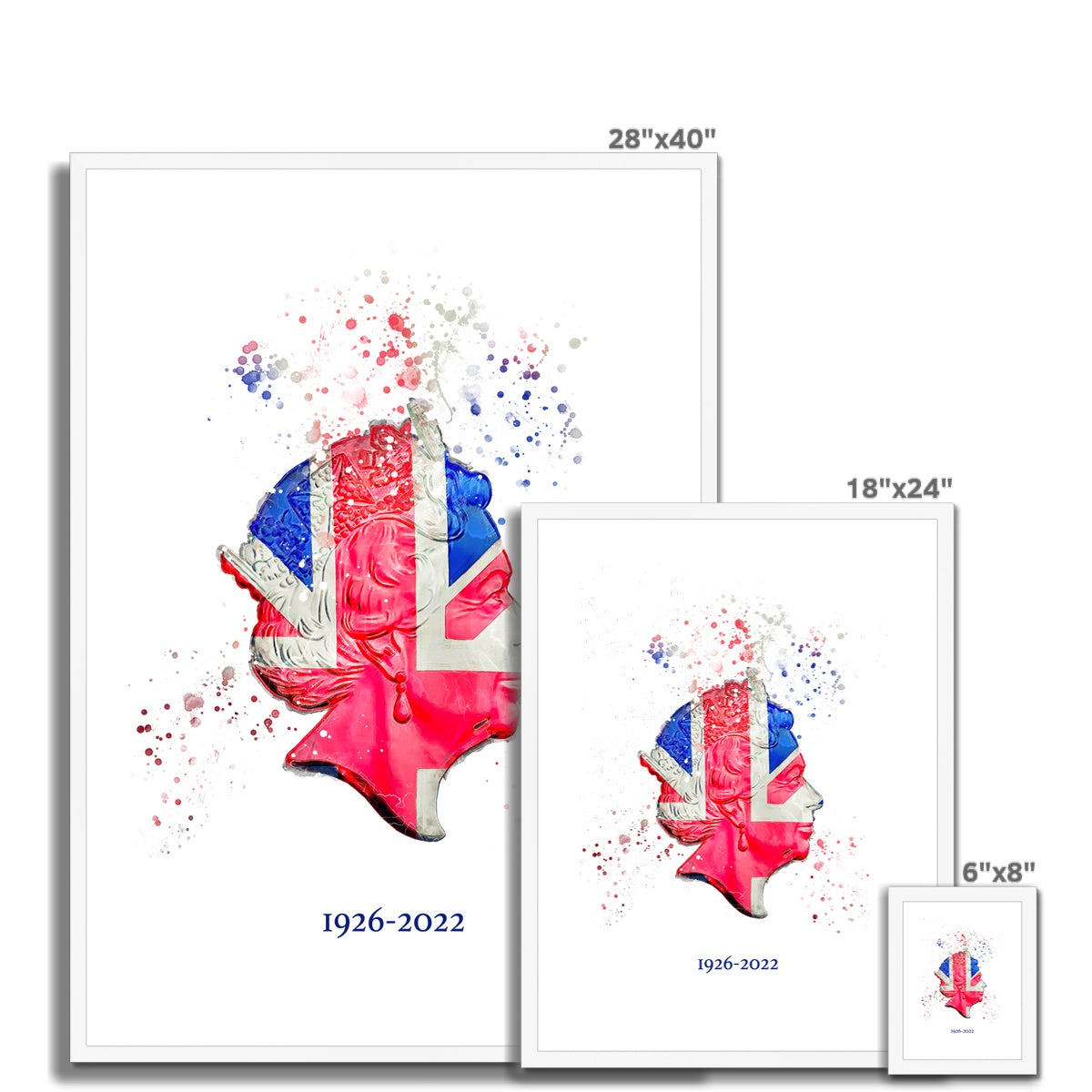 Queen Elizabeth II Commemorative Splatter Artwork Framed & Mounted Print