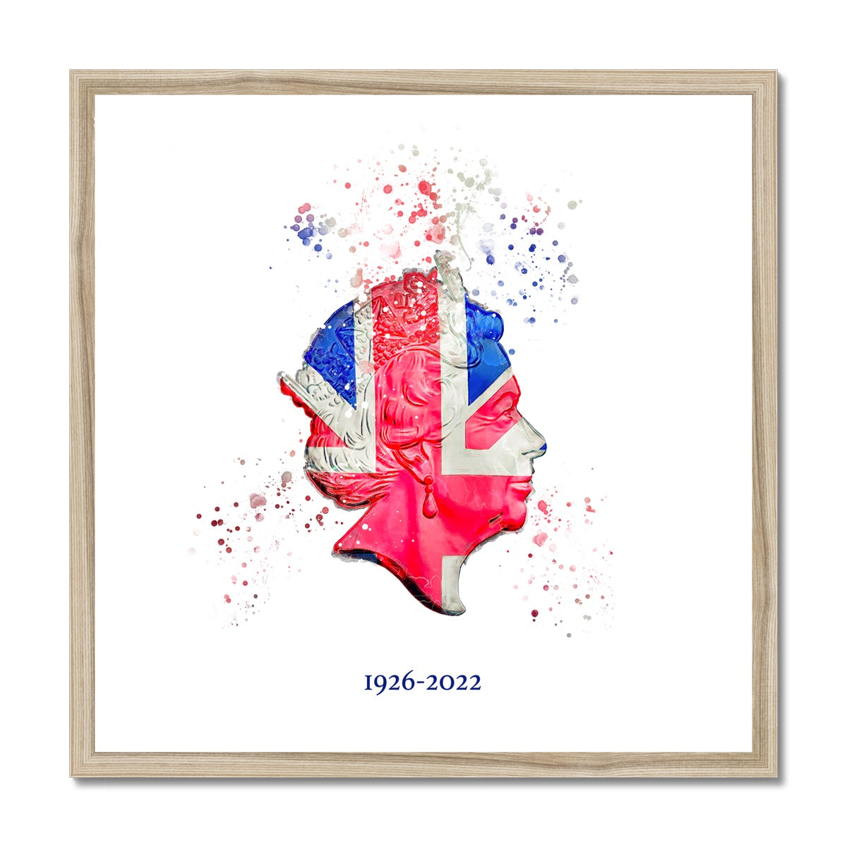 Queen Elizabeth II Commemorative Splatter Artwork Framed Print