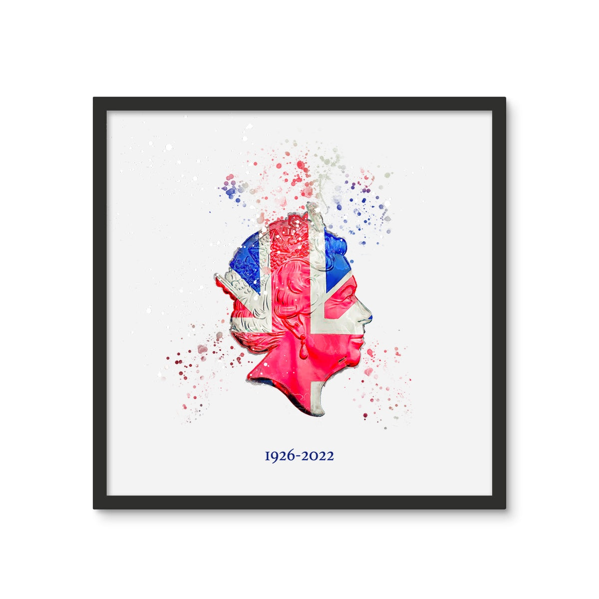 Queen Elizabeth II Commemorative Splatter Artwork Framed Photo Tile