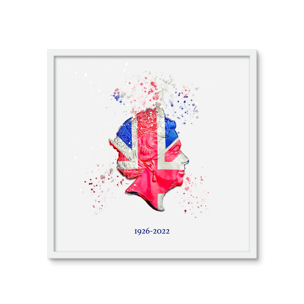 Queen Elizabeth II Commemorative Splatter Artwork Framed Photo Tile