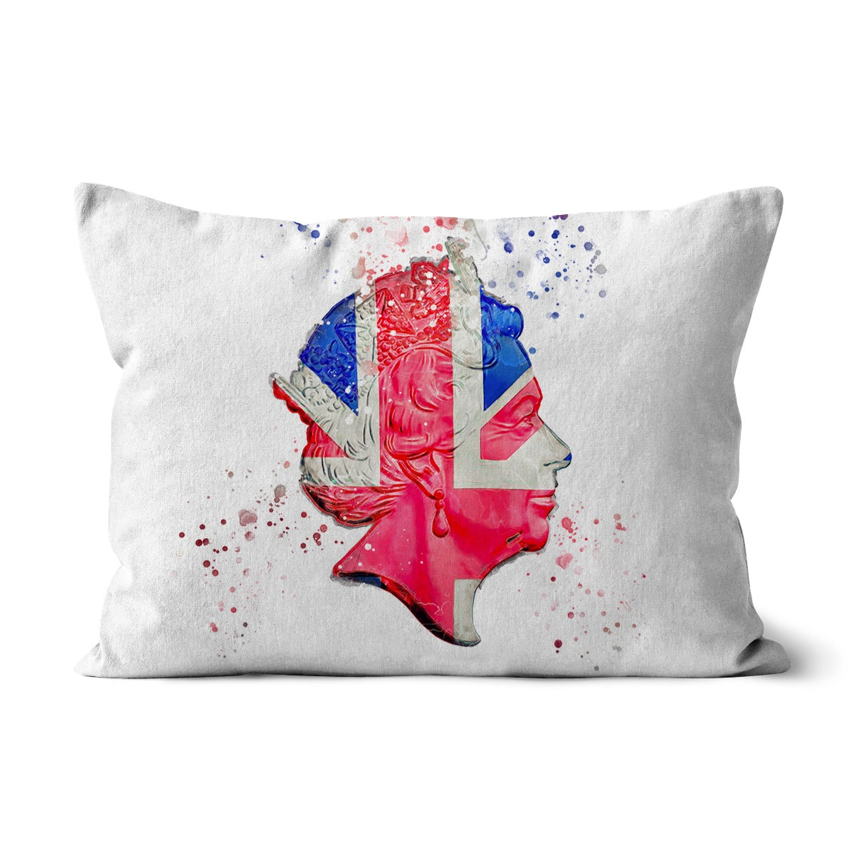 Queen Elizabeth II Commemorative Splatter Artwork Cushion