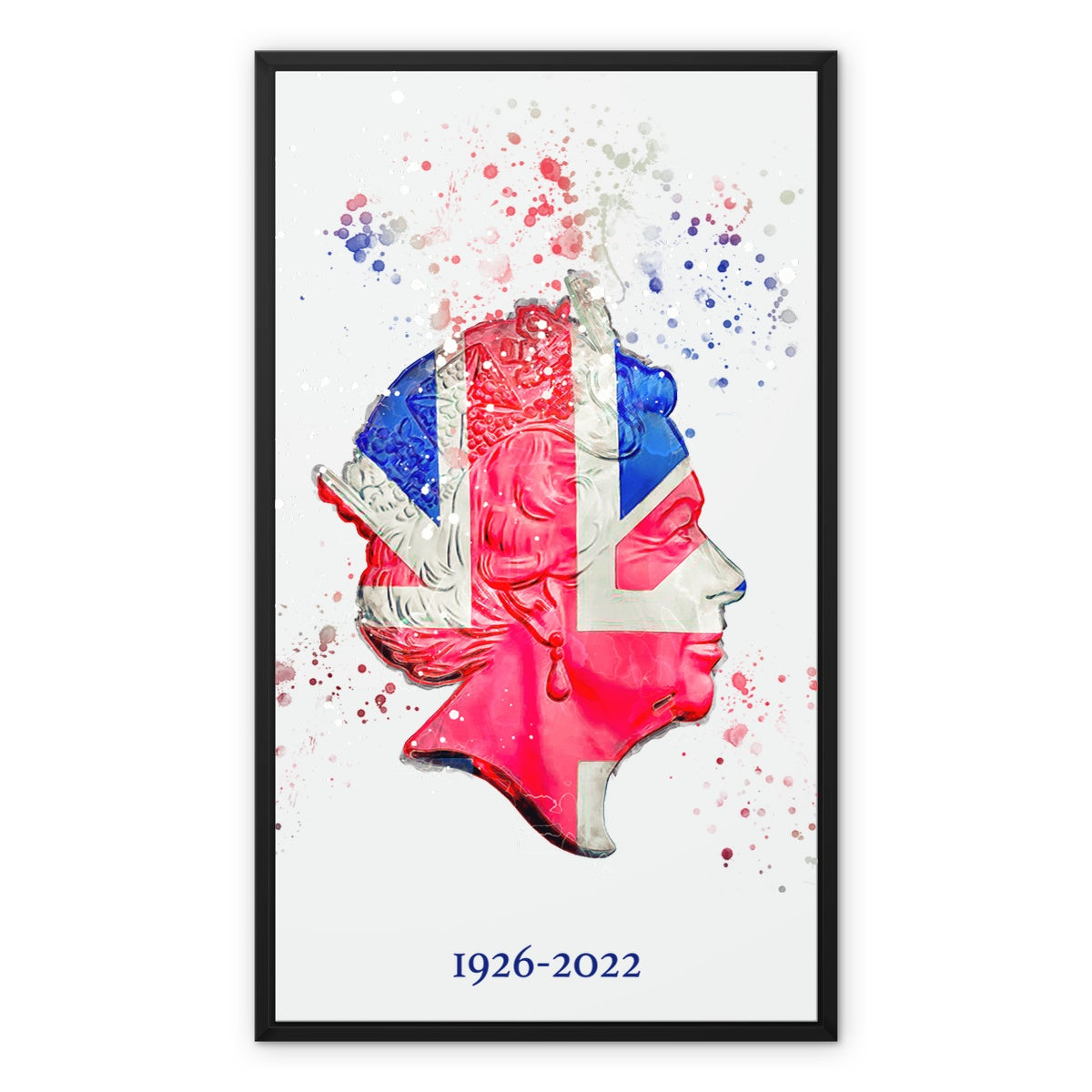 Queen Elizabeth II Commemorative Splatter Artwork Framed Canvas