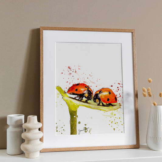 Ladybird Portrait Splatter Style Artwork Fine Art Print (Unframed)