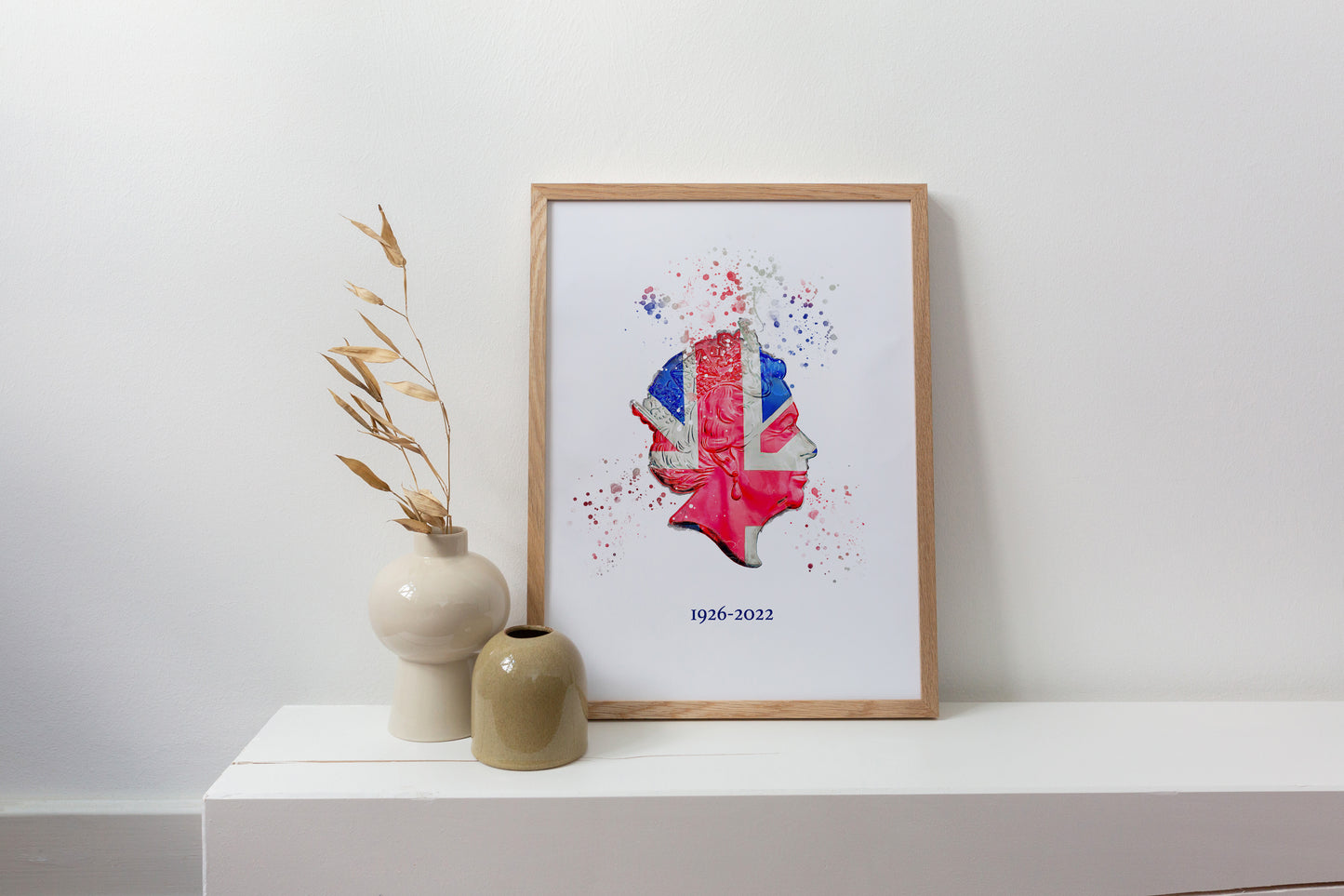 Queen Elizabeth II Commemorative Splatter Artwork Fine Art Print (Unframed)