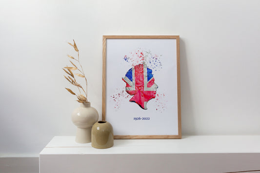 Queen Elizabeth II Commemorative Splatter Artwork Fine Art Print (Unframed)